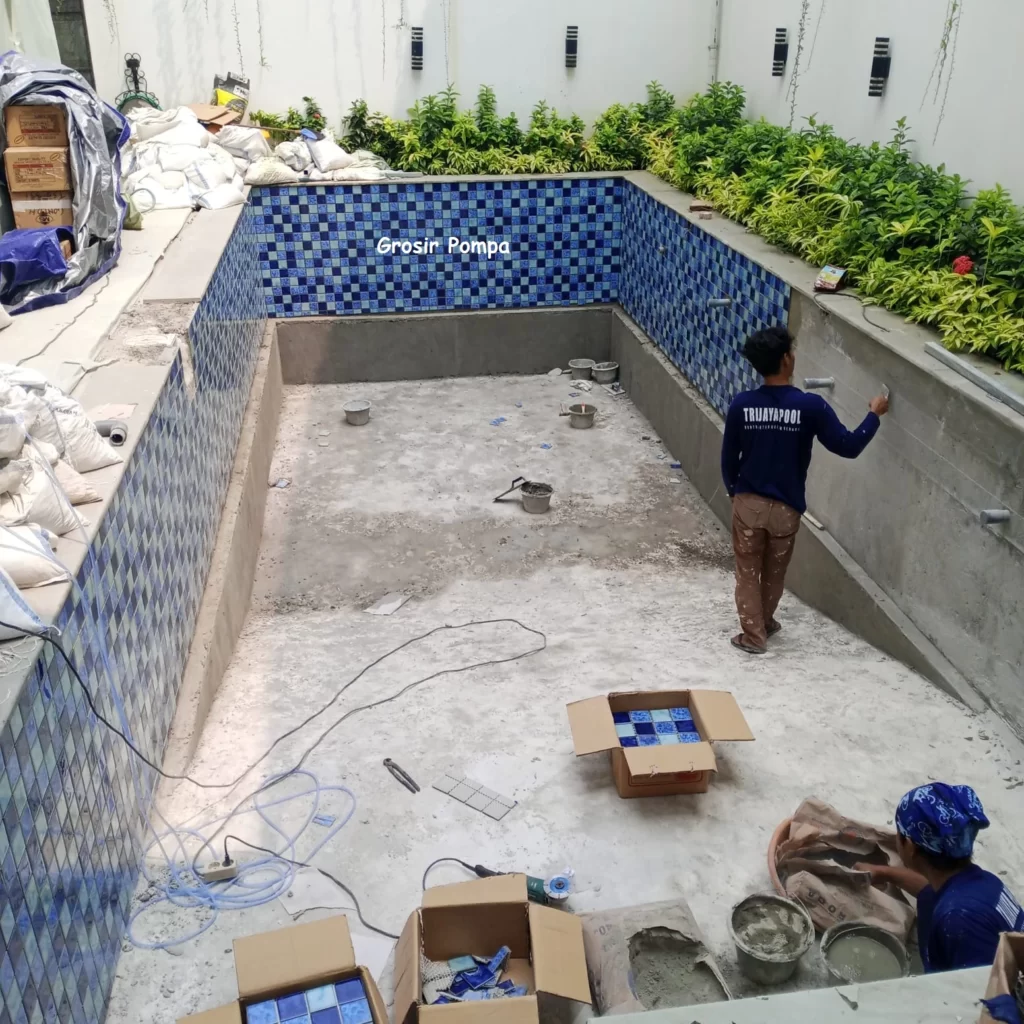 proses pemasangan mozaik